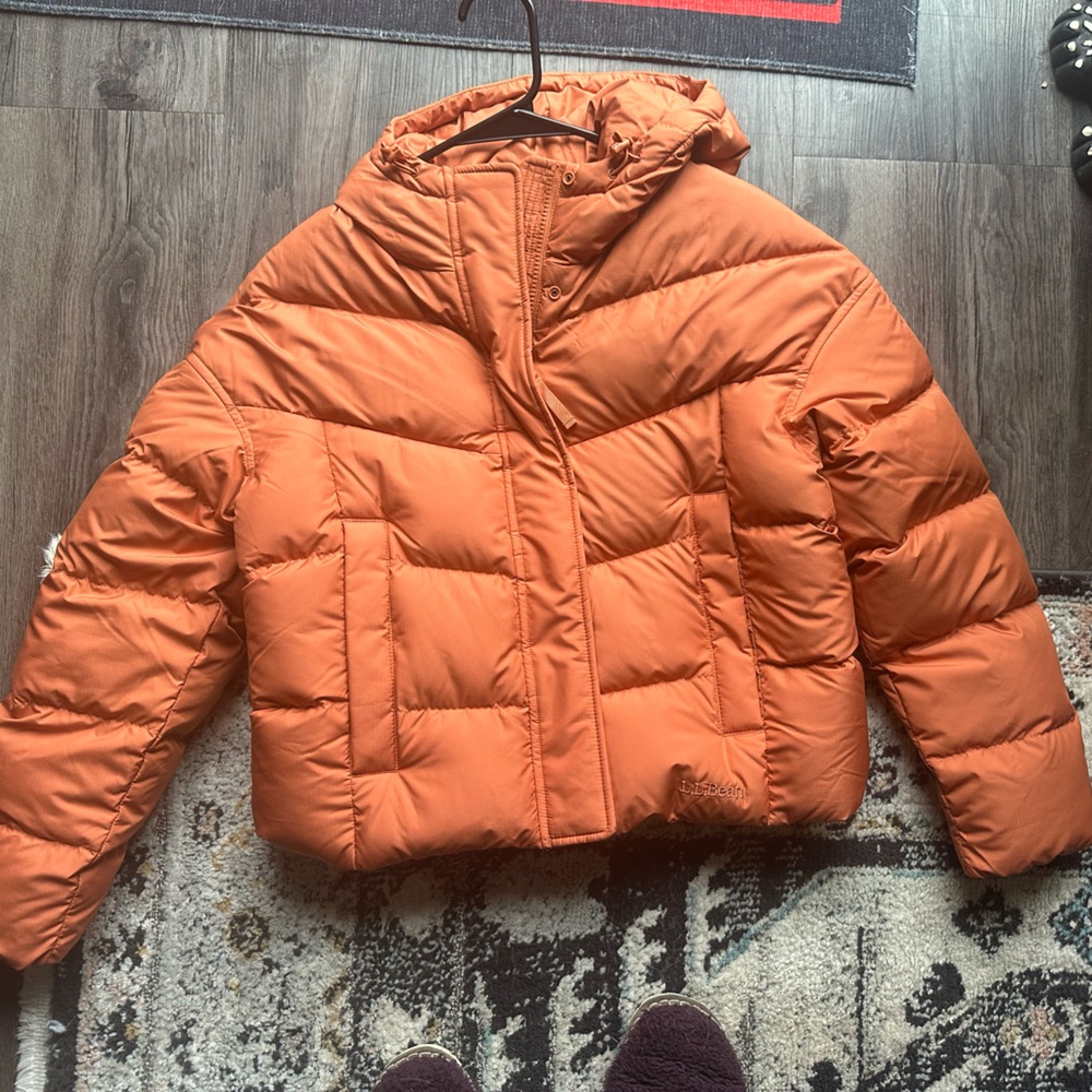 L.L. Bean Women's Orange Petite Small Puffer Jacket